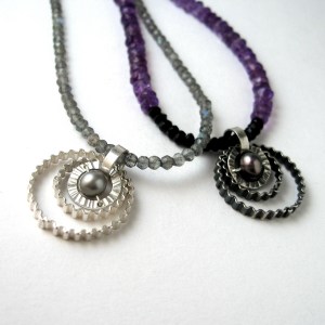 3 circles on bead necklaces by Clara Breen