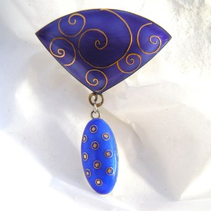 Enamel Triangular Drop Brooch
