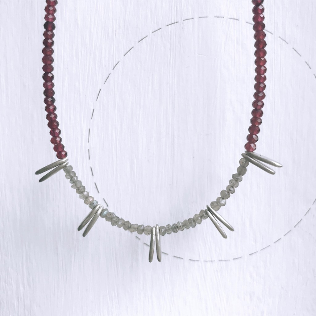 Jo Lavelle - Tag Stone Necklace with Garnets