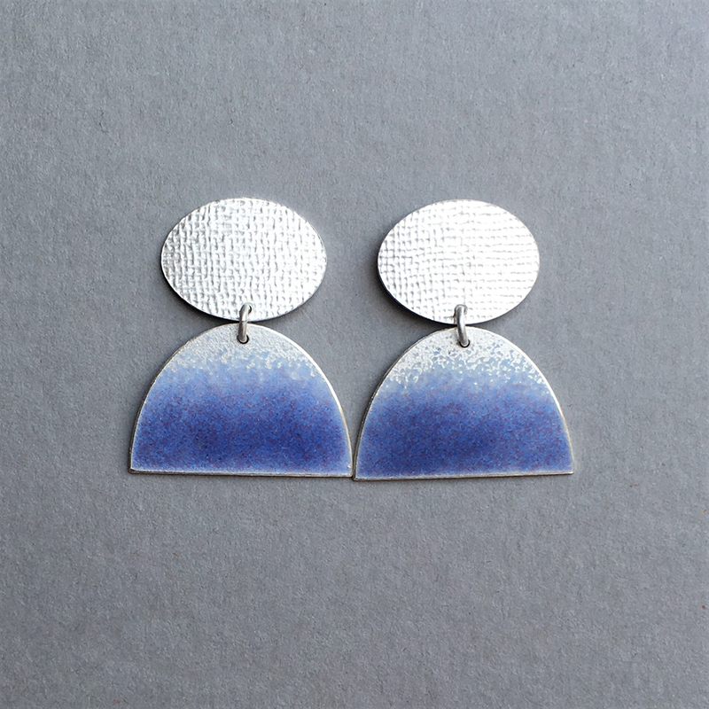 Annabet Wyndham - Violet enamel part oval earrings