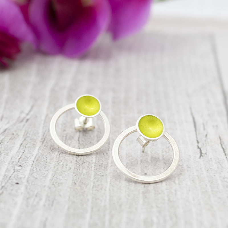 Kokkino - Lime Hoop Studs