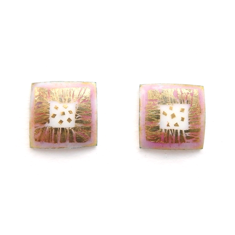 Sheila McDonald - Small Square Pink Earrings