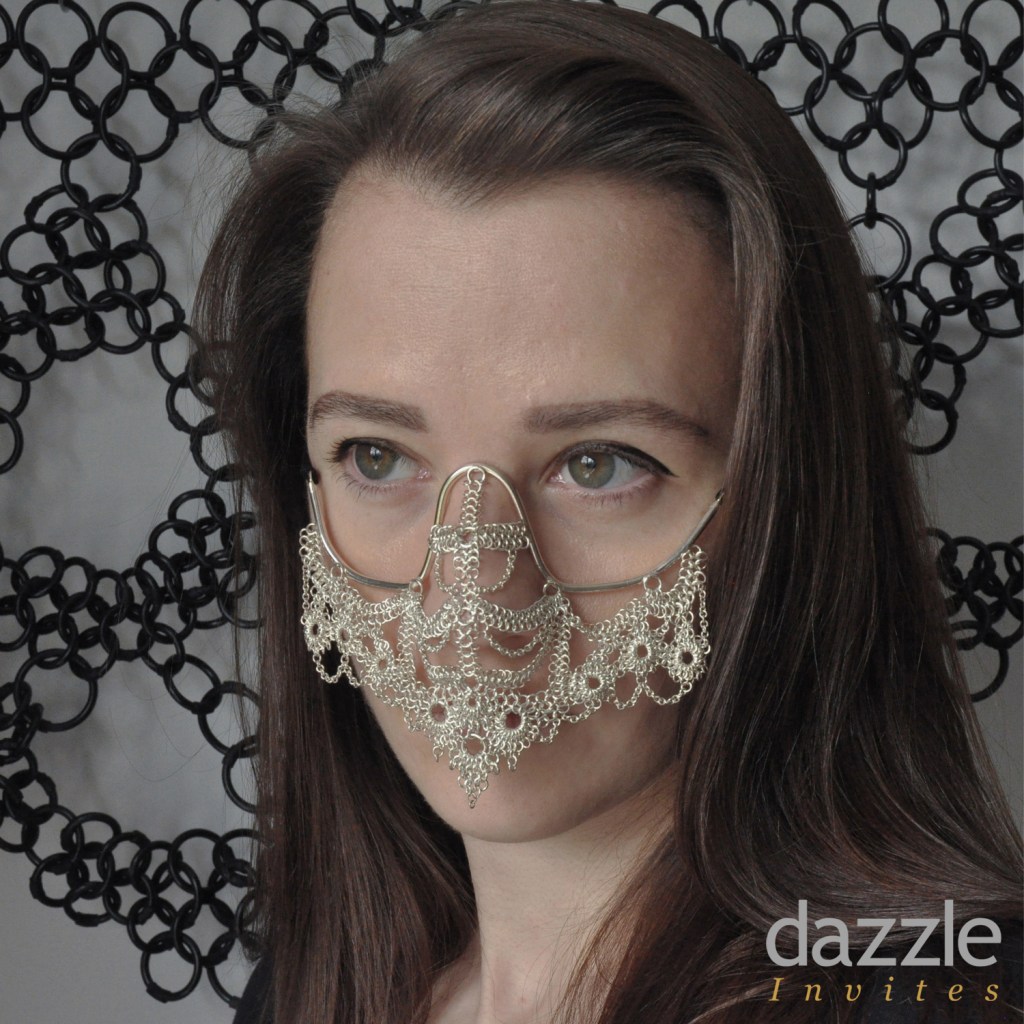 Katherine James Lace Armour Half Mask - Dazzle Invites