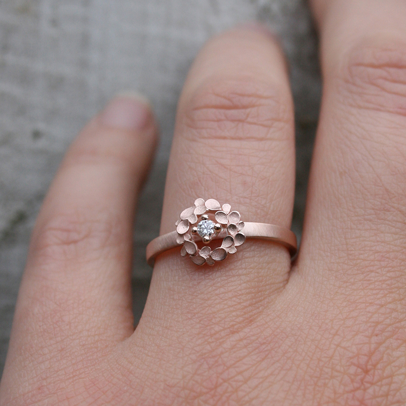 Floral Wreath Rose Gold & Diamond Ring by Dagmar Korecki