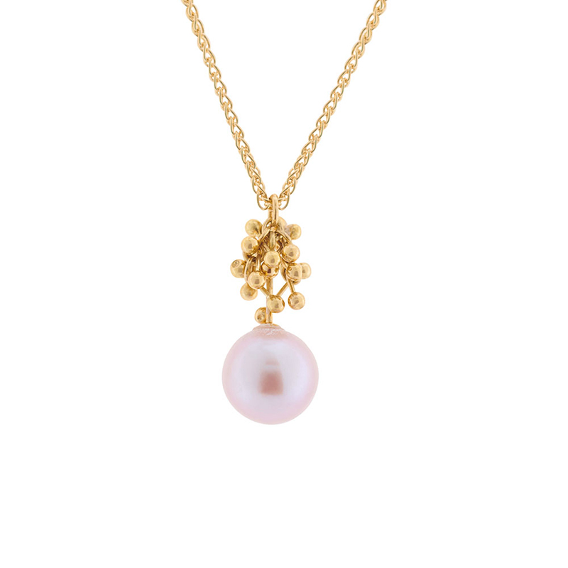 Natural Pink Round Pearl Necklace by Yen
